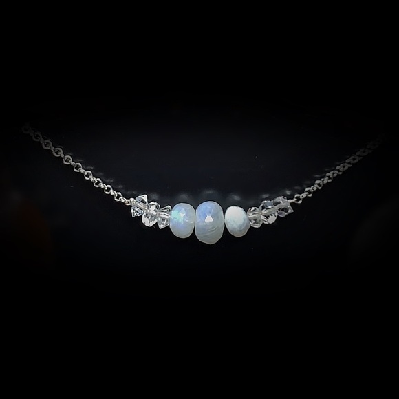 Moonstone & Herkimer Diamond Chocker Necklace! SALE! - Picture 3 of 8